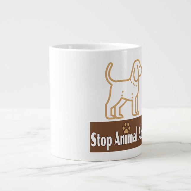 Caneca De Café Grande Parar Abuso Animal - Jumbo Mug (Frente)