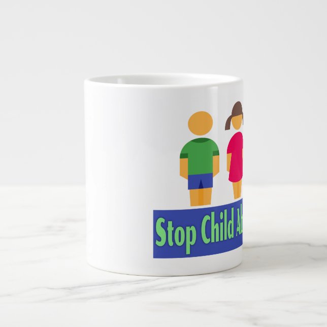 Caneca De Café Grande Parar Abuso Infantil - Jumbo Mug (Frente)