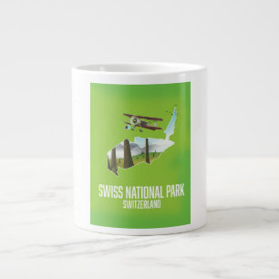 Caneca De Café Grande Parque Nacional Suíço, mapa da Suíça