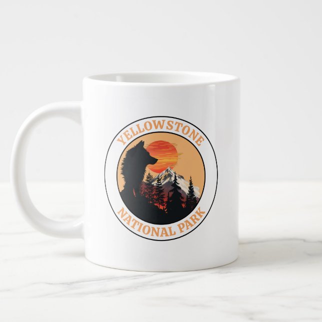 Caneca De Café Grande Parque Nacional Yellowstone, Arte do Lobo Sunset,  (Esquerda)