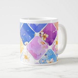 Caneca De Café Grande Partido das Cores em Jardim Flor