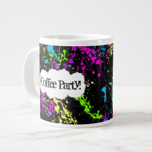 Caneca De Café Grande Partido Personalizado do Café - Neon Paint Splatt