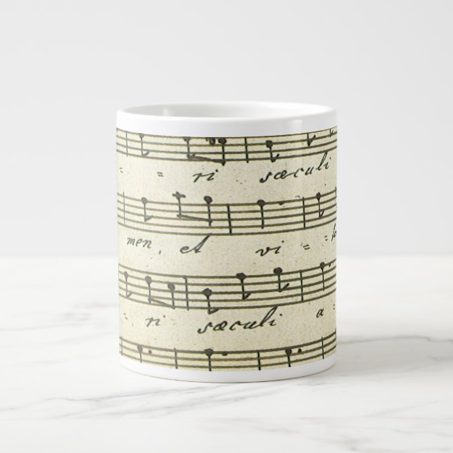 Caneca De Café Grande Partitura Musical Antiga, Partitura Musical Antiga (Frente)