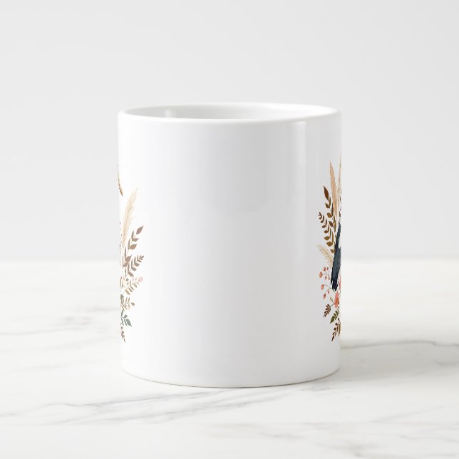 Caneca De Café Grande Pássaro aquarela (Frente)