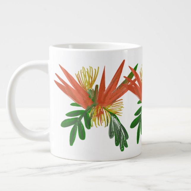 Caneca De Café Grande Pássaro de Arte Vegetal do Paraíso (Esquerda)