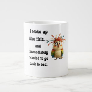 Caneca De Café Grande Pássaro de Penas Desgrenhado – Colorido Passaro de
