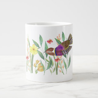 CANECA DE CAFÉ GRANDE PÁSSARO NO JARDIM
