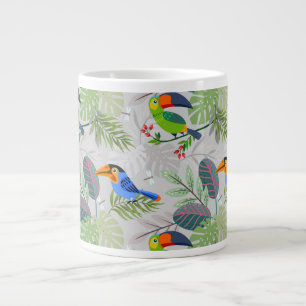 Caneca De Café Grande Pássaro tucano bonito, padrão de todas as aves, aq