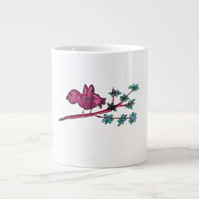 Caneca De Café Grande Pássaro Vermelho (Frente)