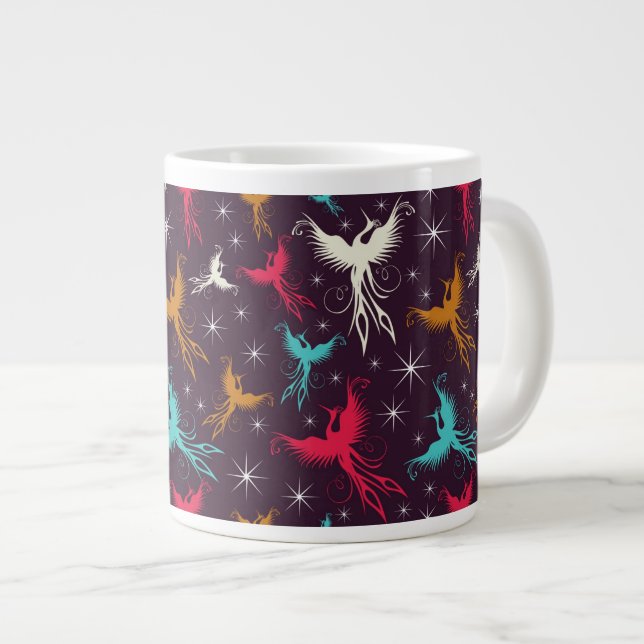 Caneca De Café Grande Pássaros de Phoenix aparecem como padrão (Frente Esquerda)