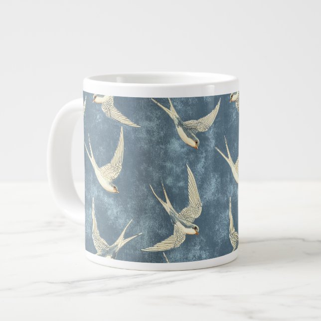 Caneca De Café Grande Pássaros em Voo (Frente Esquerda)