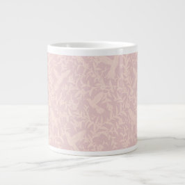 Caneca De Café Grande Pássaros-humanos folhagem rosa