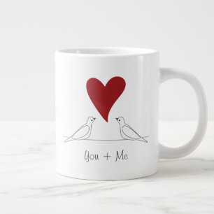 Caneca De Café Grande Pássaros Personalizados Simples Modernos em Amor C