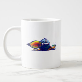 Caneca De Café Grande Passeio de Jetpack do Caracol Foguete