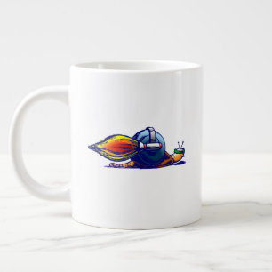 Caneca De Café Grande Passeio de Jetpack do Caracol Foguete