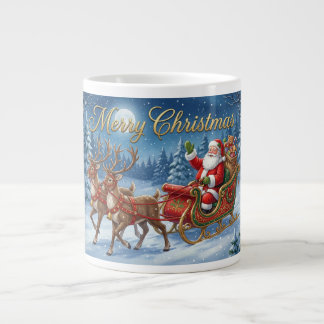 Caneca De Café Grande Passeio de Trenó Nevado do Papai Noel