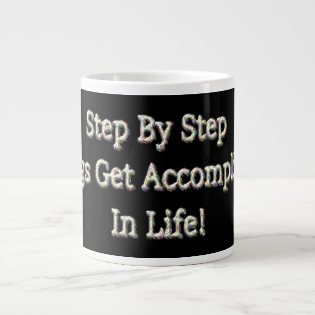 Caneca De Café Grande "Passo a Passo" Design. Comprar Agora (Frente)