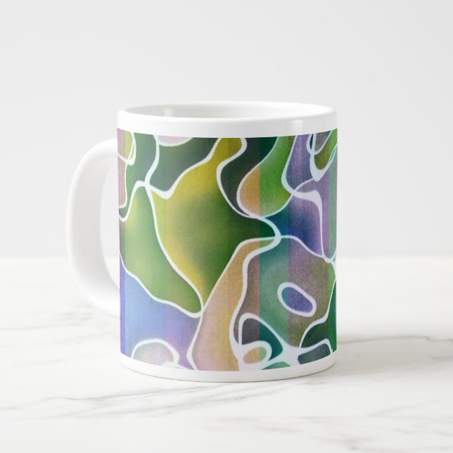 Caneca De Café Grande Pastel Abstrato stripes Jumbo Mug (Frente Esquerda)
