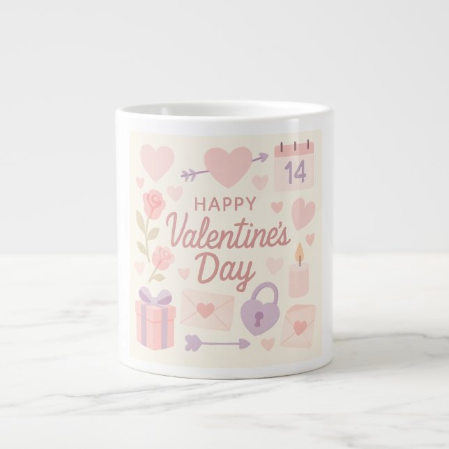 Caneca De Café Grande Pastel Valentine's Day Mug  (Frente)