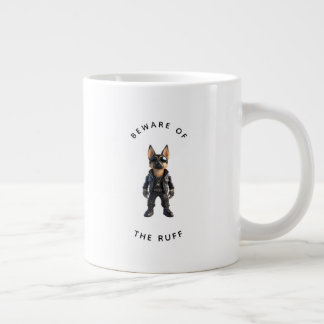 Caneca De Café Grande Pastor Alemão Engraçado "Cuidado com o Feroz"
