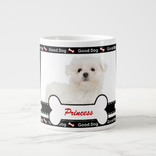 Caneca De Café Grande Pata de Fotos Personalizada de Cão Bom e Padrão 