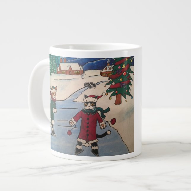 Caneca De Café Grande Patinação De Gelo Natal (Frente Esquerda)