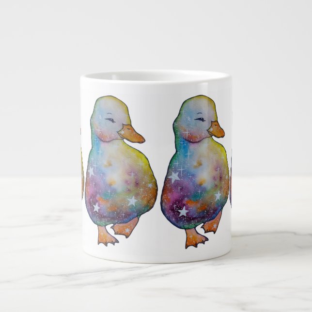 Caneca De Café Grande Pato chamado Arco-íris (Frente)