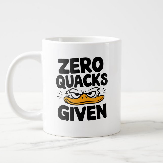 Caneca De Café Grande Pato Grumpy "Zero Quacks Dado" Sarcástico Engraçad (Esquerda)
