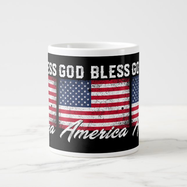 Caneca De Café Grande Patriótica de 4 de julho na América deus abençoe (Frente)