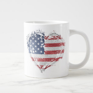 Caneca De Café Grande Patriótico Coração Americano em Grunge
