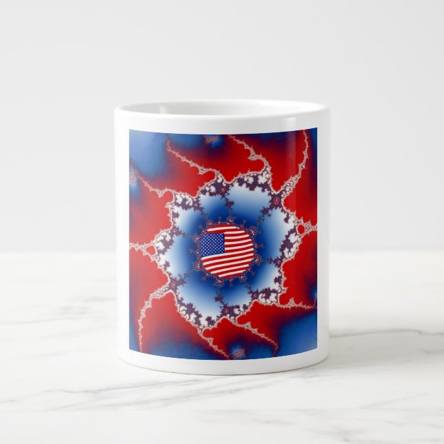 Caneca De Café Grande Patriótico Vermelho Branco e Bandeira Azul America (Frente)