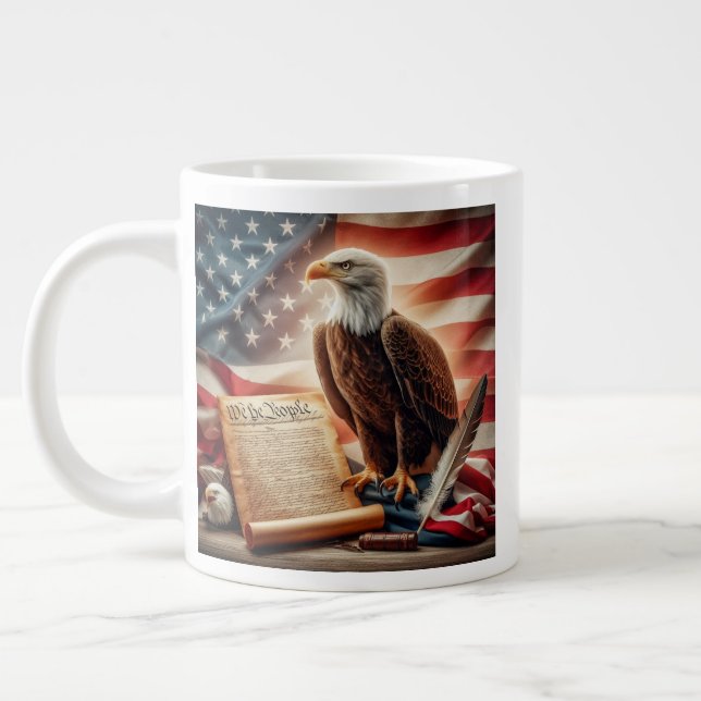 Caneca De Café Grande Patriotismo Americano da Águia Bald (Esquerda)