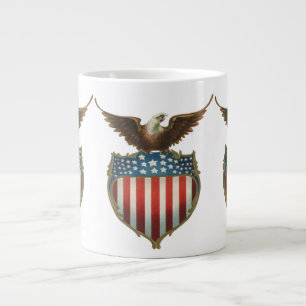 Caneca De Café Grande Patriotismo Vintage, Águia Orgulhosa sobre a Bande