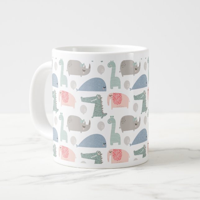 Caneca De Café Grande Patterno De Carroçaria Engraçado Com Rosto Engraça (Frente Esquerda)