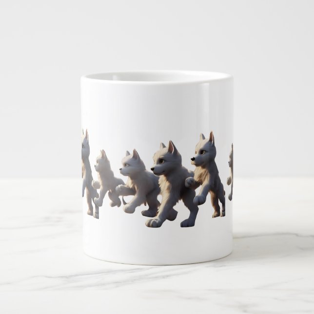 Caneca De Café Grande Paw Prints Walking Around Mug Base Design (Frente)