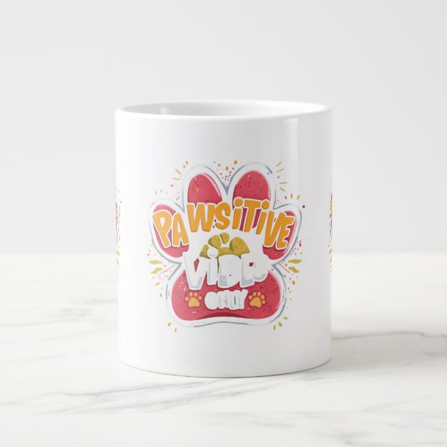 Caneca De Café Grande Pawsitive Vibes Only Paw Print Mug (Frente)