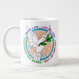 Caneca De Café Grande "PEACE DOVE" 20oz - Mug gigante de café