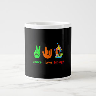 Caneca De Café Grande Peace Love Biology Microscope Painter Science Tea