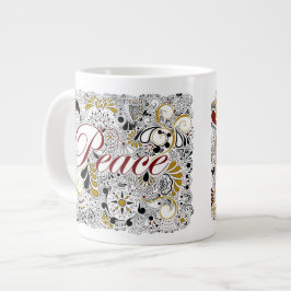 Caneca De Café Grande Peace & Shalom (em hebraico) - Jumbo Coffee Mug