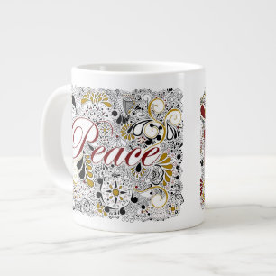 Caneca De Café Grande Peace & Shalom (em hebraico) - Jumbo Coffee Mug