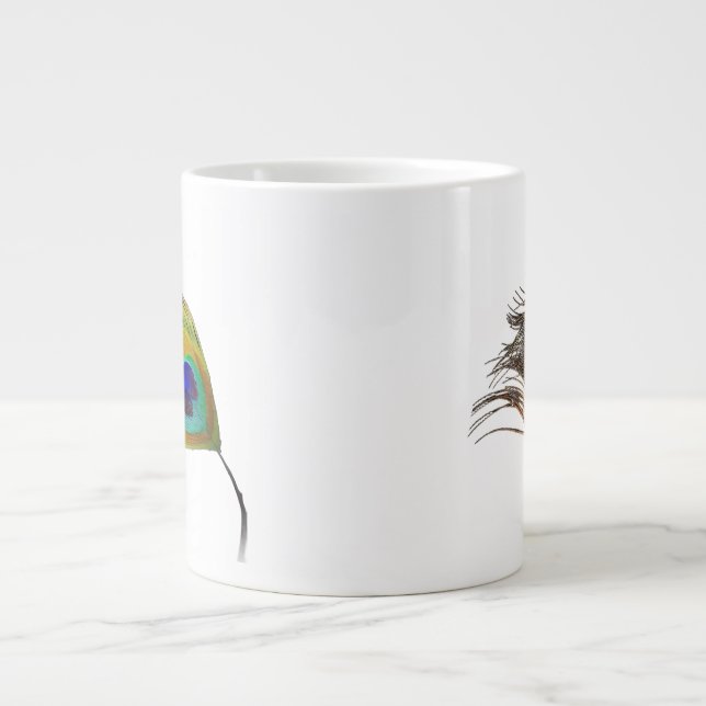 Caneca De Café Grande Peacock Feather Pattern (Frente)