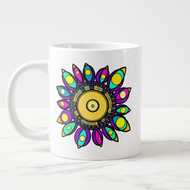 CANECA DE CAFÉ GRANDE PEACOCK MANDALA (Esquerda)