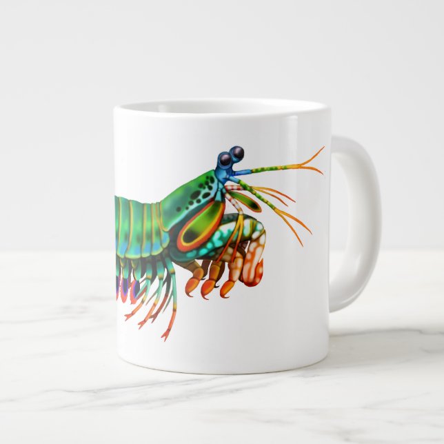 Caneca De Café Grande Peacock Mantis Chrimp Reef Animal Specialty Mug (Frente Esquerda)