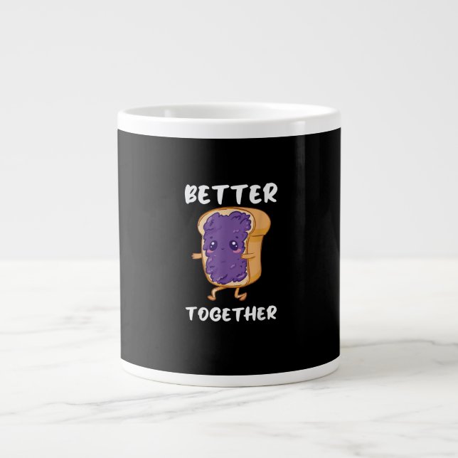 Caneca De Café Grande Peanut Butter Jelly Better Together Funny Food Lov (Frente)