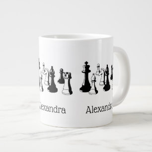 Caneca De Café Grande Peças de Xadrez Arte Vintage #2