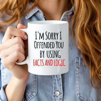 Caneca De Café Grande Peço desculpas por ofendê-lo usando fatos e lógica