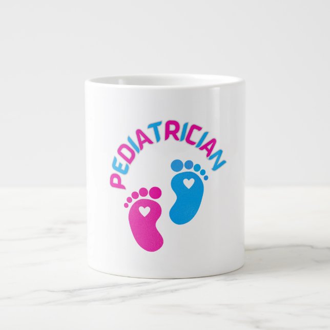Caneca De Café Grande Pediatra, médico pediátrico, médico infantil, (Frente)