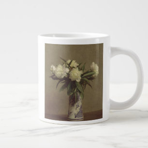 Caneca De Café Grande Pedonias em um Vaso Azul e Branco