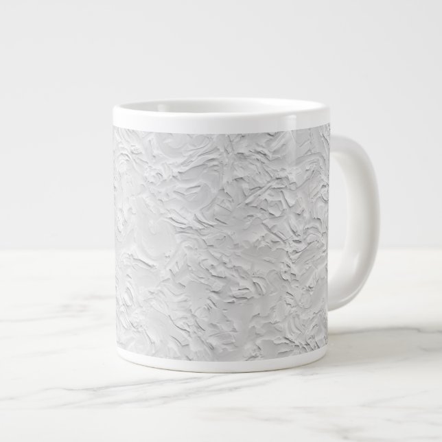 Caneca De Café Grande Pedra Branca Texturizada, Arte Monocromática Abstr (Frente Esquerda)