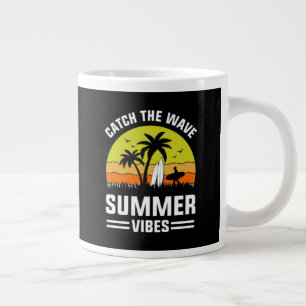 Caneca De Café Grande Pegar a Onda Vibrações de Verão-64193